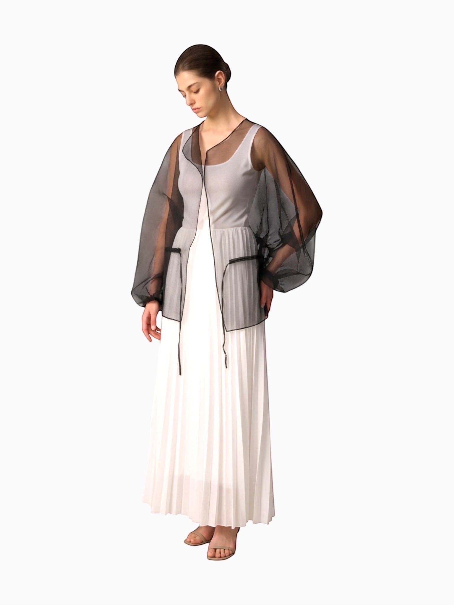 Touché Privé Touché Privé Sheer Organza Jacket in Black - Outerwear | Queen Anna House of Fashion Women's Luxury Fashion