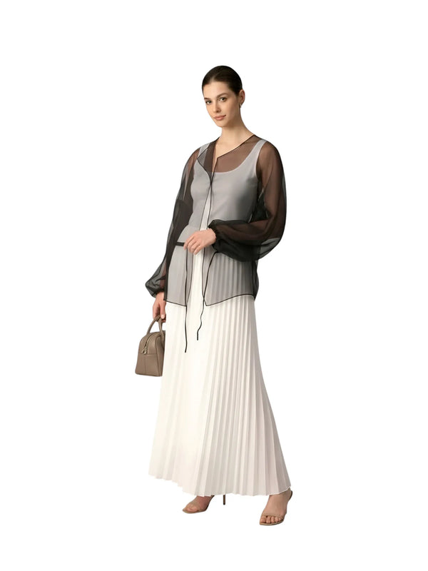 Touché Privé Touché Privé Sheer Organza Jacket in Black - Outerwear | Queen Anna House of Fashion Women's Luxury Fashion