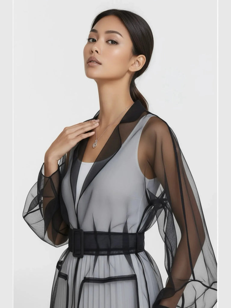 Touché Privé Touché Privé Sheer Organza Jacket in S - Outerwear | Queen Anna House of Fashion Women's Luxury Fashion