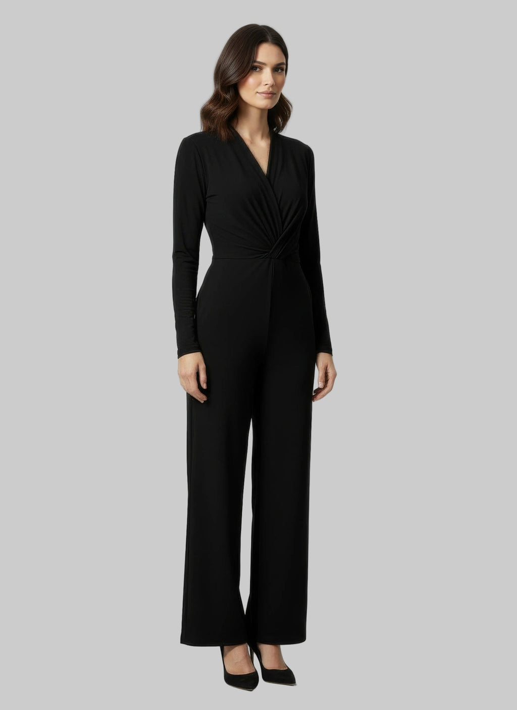 Touché Privé Touché Privé Wrap Front Black Jumpsuit in S - Bottom | Queen Anna House of Fashion Women's Luxury Fashion