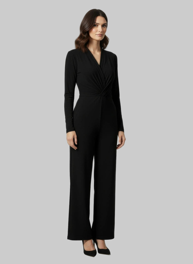 Touché Privé Touché Privé Wrap Front Black Jumpsuit in S - Bottom | Queen Anna House of Fashion Women's Luxury Fashion