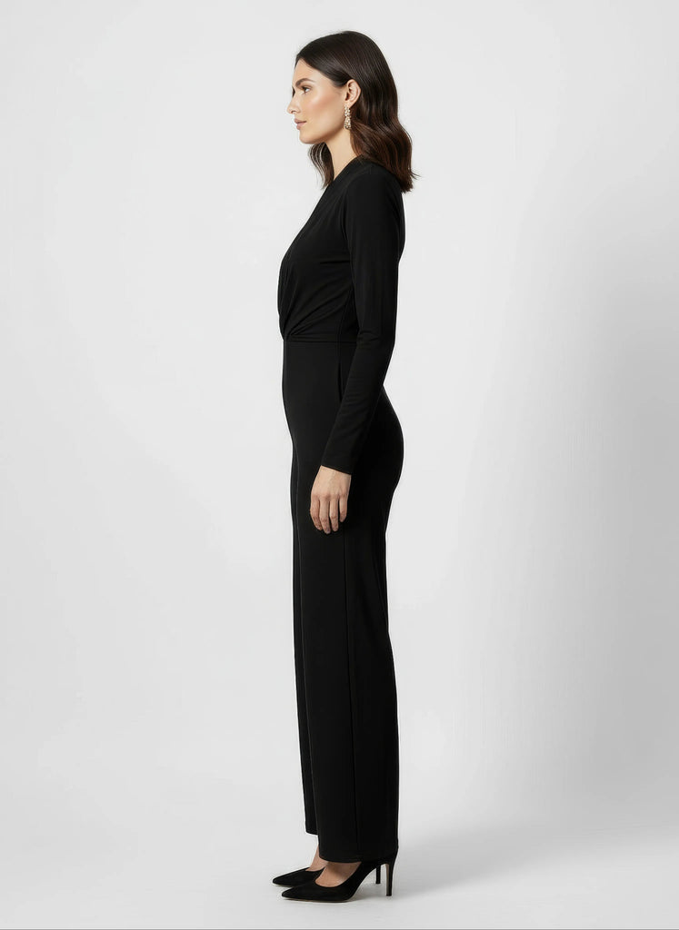 Touché Privé Touché Privé Wrap Front Black Jumpsuit in S - Bottom | Queen Anna House of Fashion Women's Luxury Fashion
