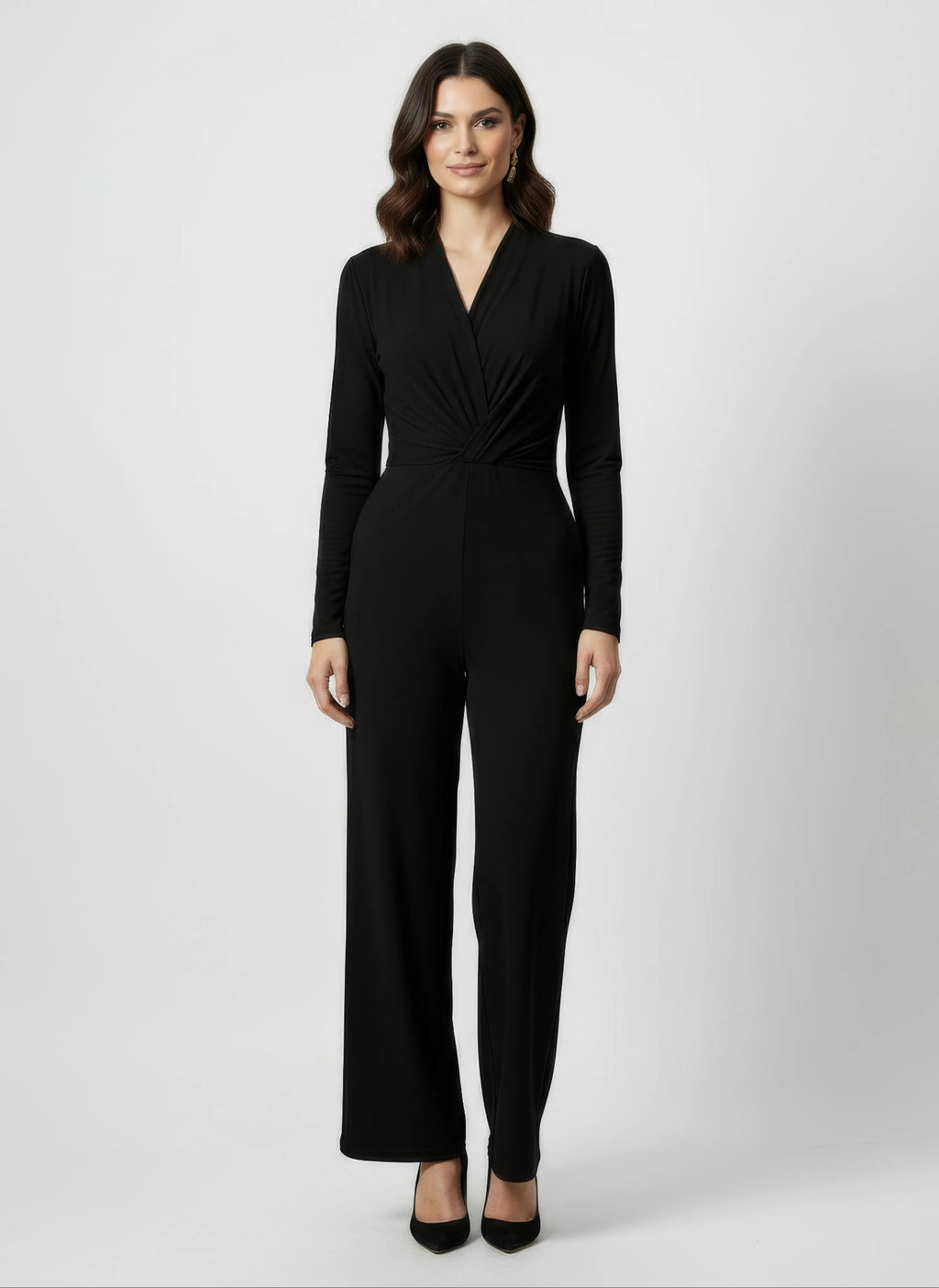 Touché Privé Touché Privé Wrap Front Black Jumpsuit in S - Bottom | Queen Anna House of Fashion Women's Luxury Fashion