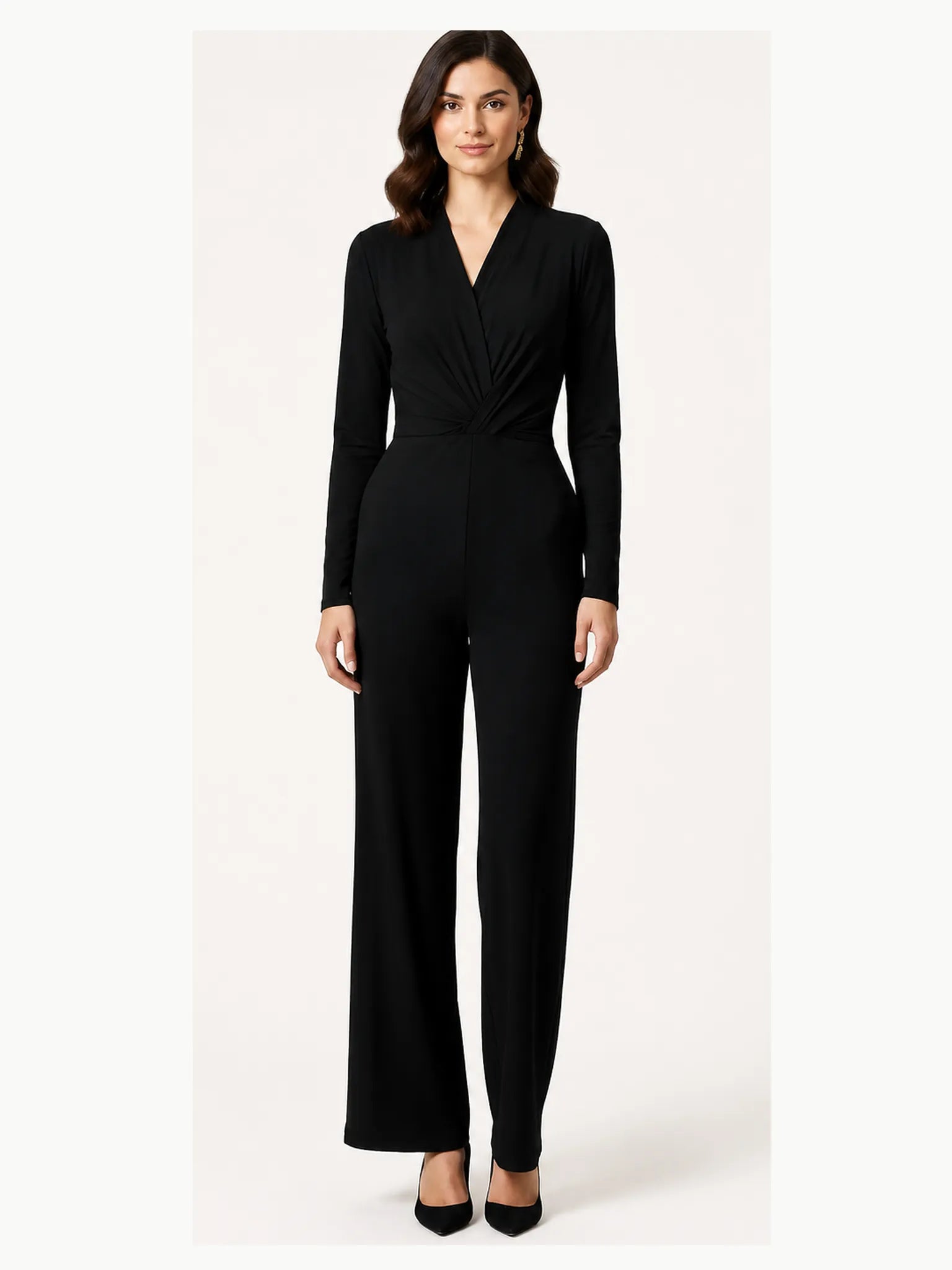 Touché Privé Touché Privé Wrap Front Black Jumpsuit in Black - Bottom | Queen Anna House of Fashion Women's Luxury Fashion