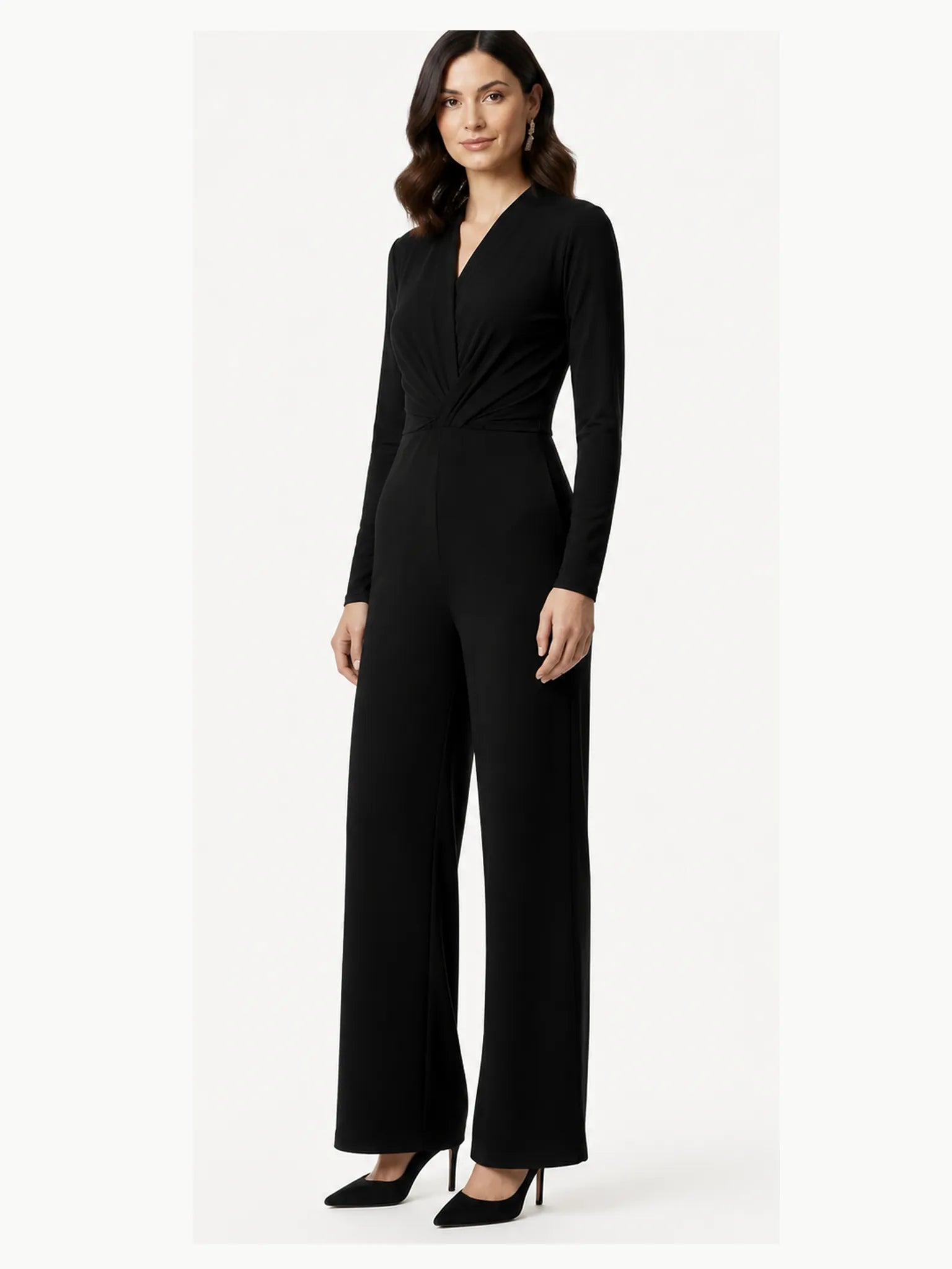 Touché Privé Touché Privé Wrap Front Black Jumpsuit in Black - Bottom | Queen Anna House of Fashion Women's Luxury Fashion