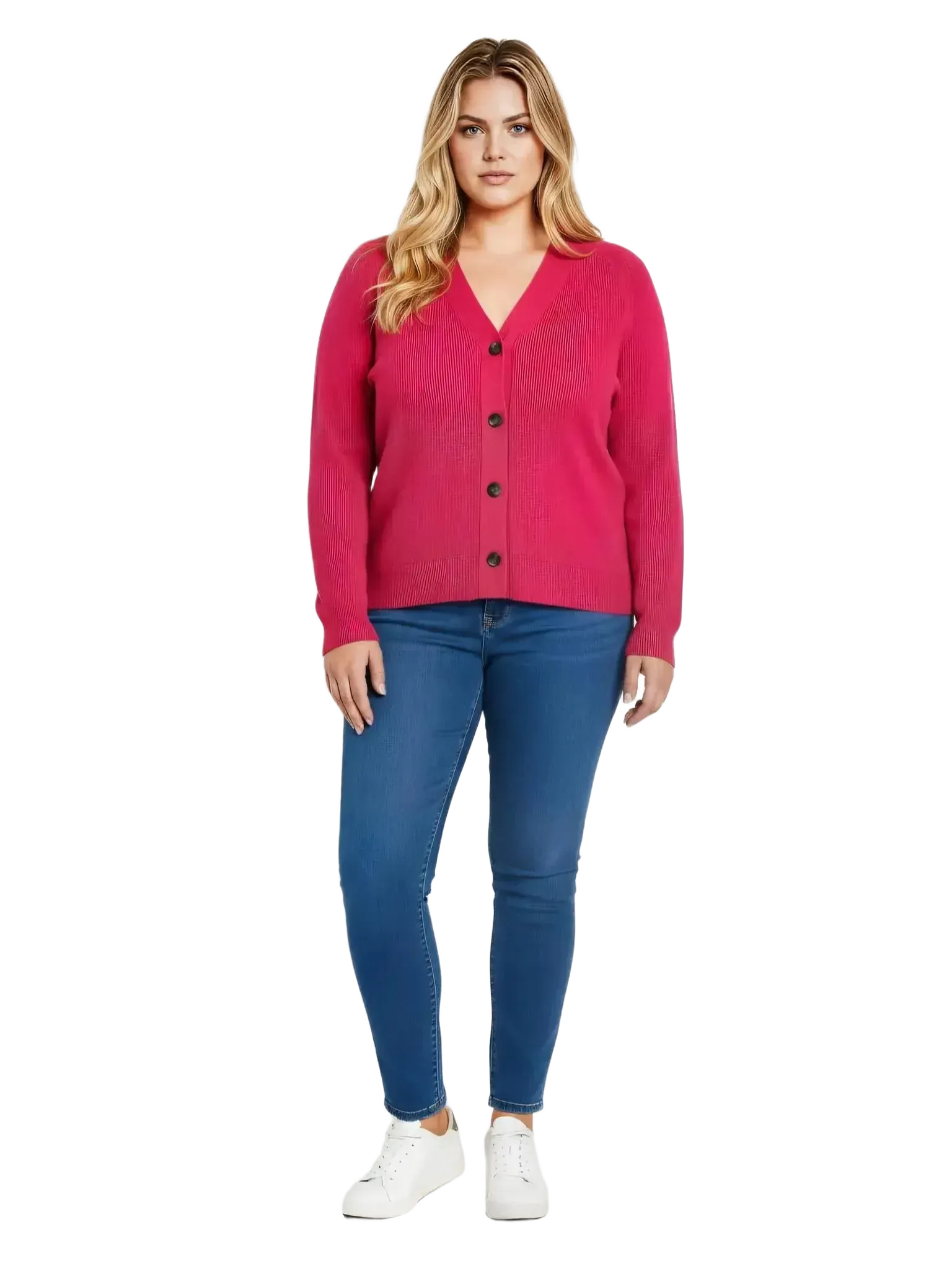 Universal Standard Universal Standard Better Than Wool Cardigan in Fuchsia Pink - Top | Queen Anna House of Fashion Women's Luxury Fashion
