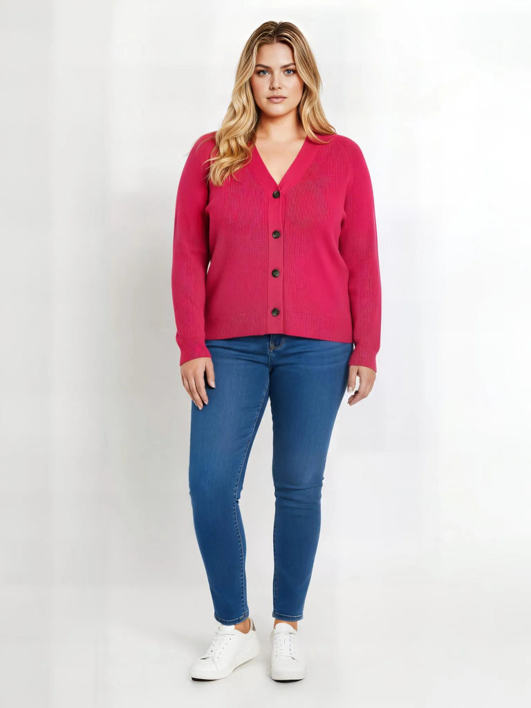Universal Standard Universal Standard Better Than Wool Cardigan in Fuchsia Pink - Top | Queen Anna House of Fashion Women's Luxury Fashion