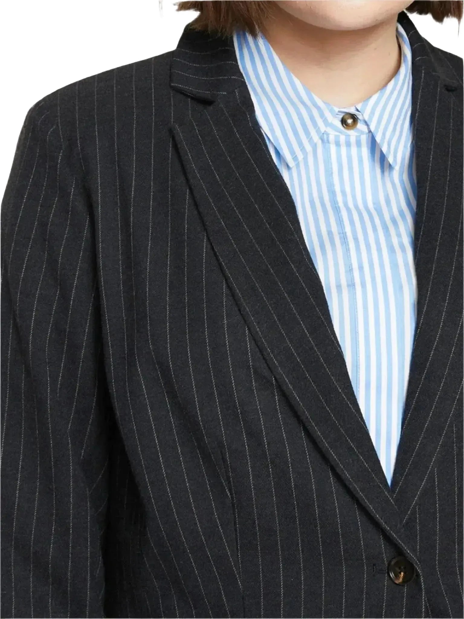 Universal Standard Universal Standard The Pinstripe Blazer in Gray - Outerwear | Queen Anna House of Fashion Women's Luxury Fashion