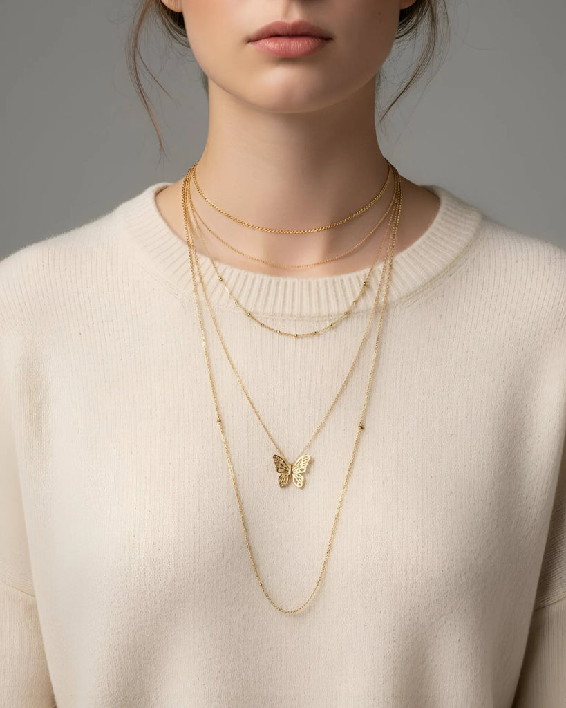 WILYMI Jewelry Co WILYMI Jewelry Co LIMITLESS Lace Butterfly Sparkling Necklace in Gold - Accessories | Queen Anna House of Fashion Women's Luxury Fashion