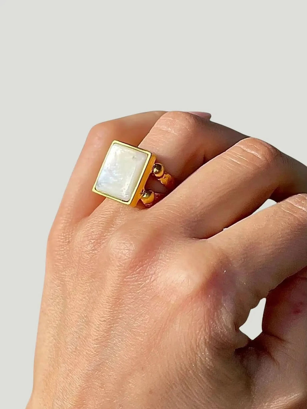 WILYMI Jewelry Co WILYMI Jewelry Mother of Pearl Square Ring in Adjustable - Accessories | Queen Anna House of Fashion Women's Luxury Fashion