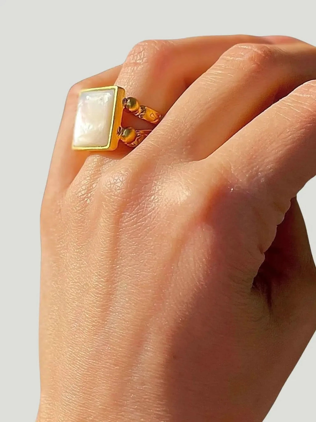 WILYMI Jewelry Co WILYMI Jewelry Mother of Pearl Square Ring in Adjustable - Accessories | Queen Anna House of Fashion Women's Luxury Fashion