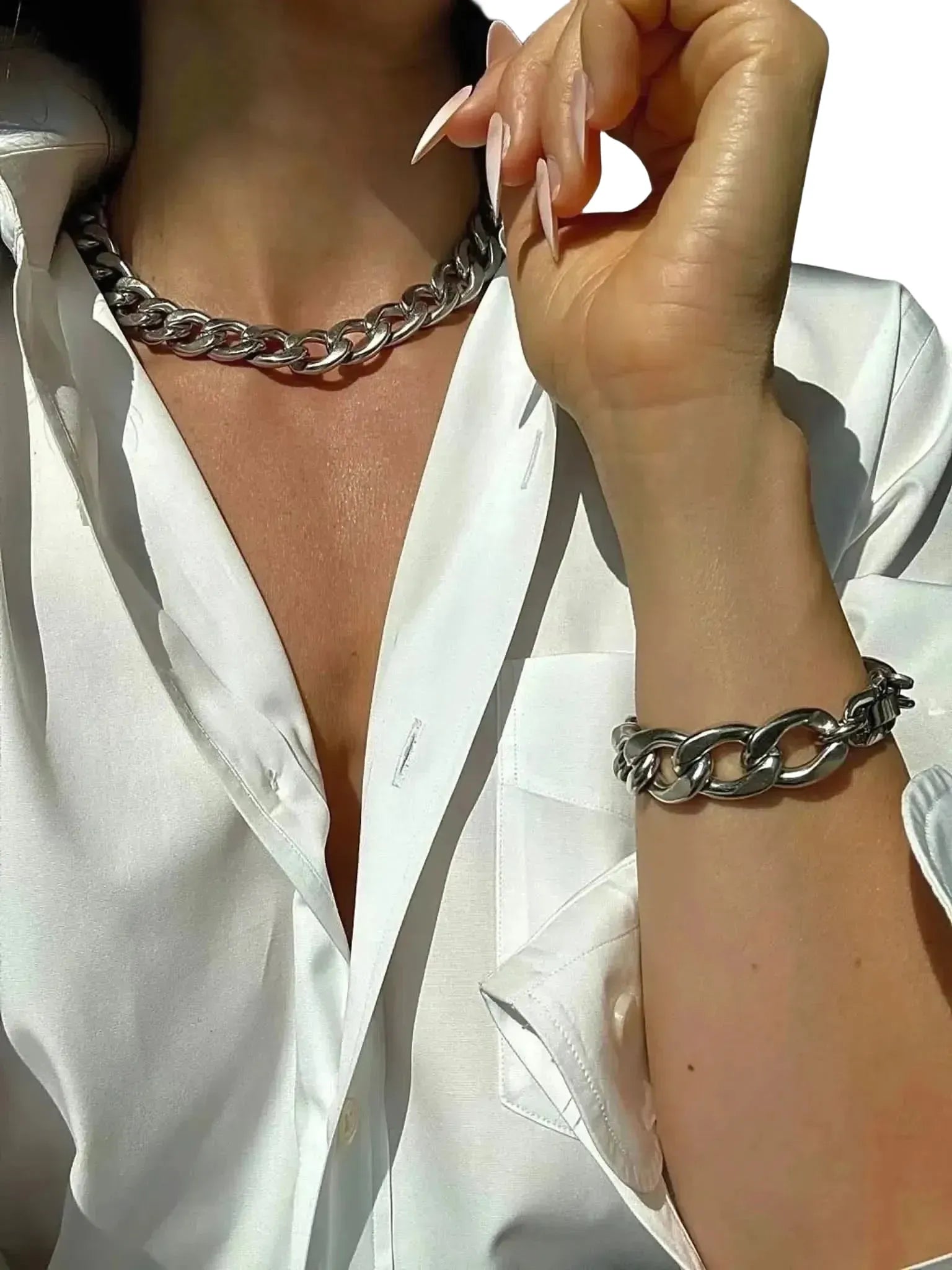 WILYMI Jewelry Co WILYMI Jewelry X Cuban Cuff Bracelet in Silver - Accessories | Queen Anna House of Fashion Women's Luxury Fashion