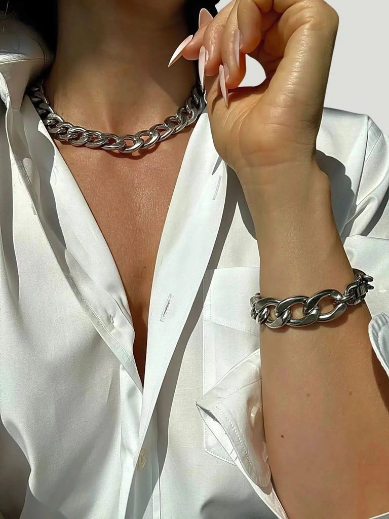 WILYMI Jewelry Co WILYMI Jewelry X Cuban Cuff Bracelet in Silver - Accessories | Queen Anna House of Fashion Women's Luxury Fashion