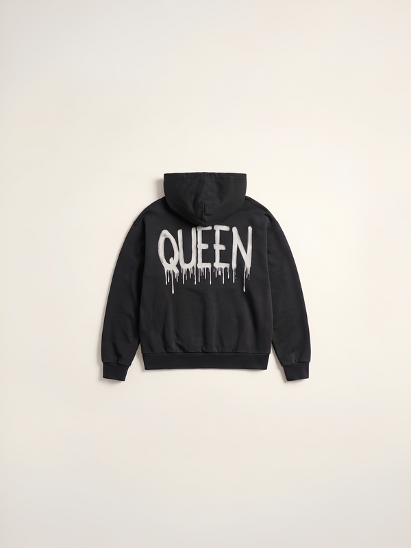Wren + Glory Wren + Glory 'Queen' Hand-Painted Hoodie in L/XL - Top | Queen Anna House of Fashion Women's Luxury Fashion